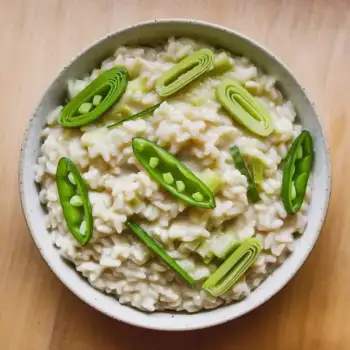 Risotto with Leeks and Sugar Snaps