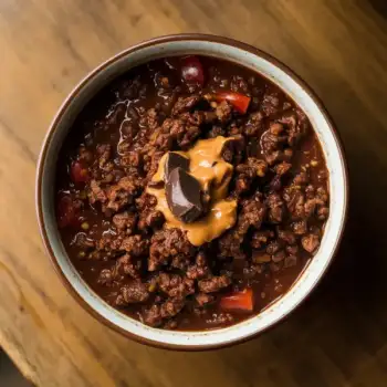 Ground Beef Chili with a Twist of Chocolate and Peanut Butter