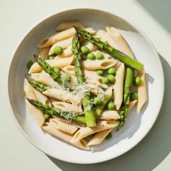 Creamy Penne with Asparagus and Peas