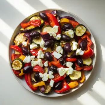 Sheet-Pan Ratatouille With Goat Cheese and Olives