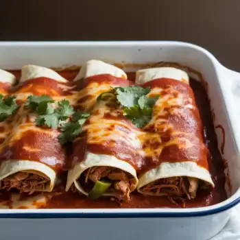Seitan Enchiladas with Cheese and Pickled Jalapeños