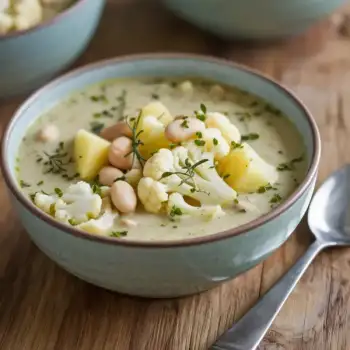 Slow-Cooker Cauliflower, Potato and White Bean Soup