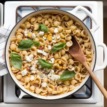 Orecchiette with a Symphony of Corn, Jalapeño, and Feta