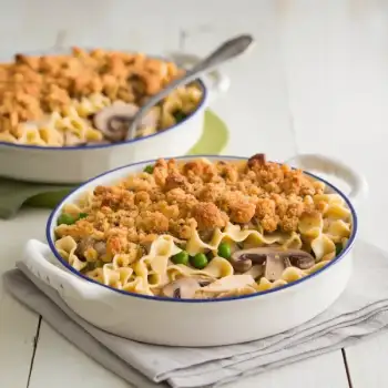 Creamy Mushroom & Chicken Noodle Bake for Two