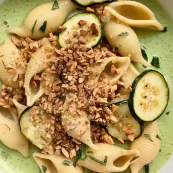 Creamy Zucchini-Basil Pasta with Almond Gremolata