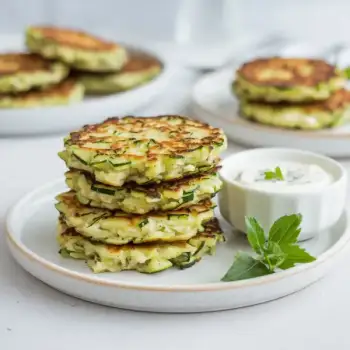 Herbed Zucchini Fritters with Garlic Yogurt Sauce