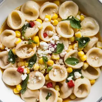 Creamy Orecchiette with Sweet Corn, Spicy Jalapeño, and Feta