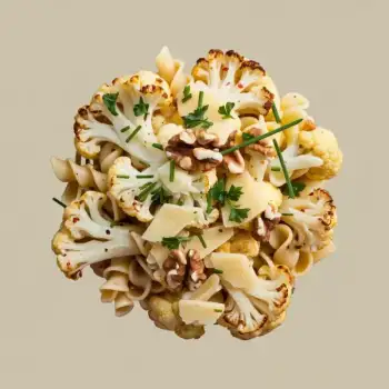 Roasted Cauliflower and Garlic Pasta with Toasted Walnuts