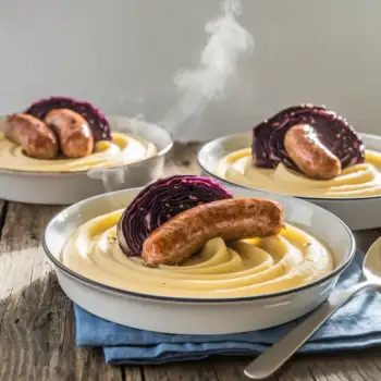 Sausage Polenta with Red Cabbage and Caraway