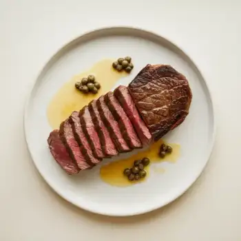 Pan-Seared Steak with Caper Butter Sauce & Dry Sherry