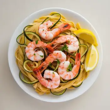Lemon-Garlic Prawn Tagliatelle with Zesty Courgette
