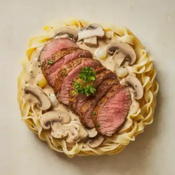 Tenderloin Stroganoff with Mushroom and Pearl Onion Cream Sauce