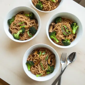 Sesame-Infused Shiitake and Broccoli Noodle Stir-Fry