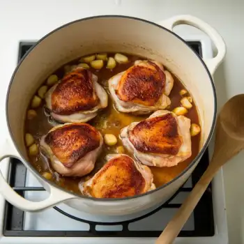10 Clove Garlicky Braised Chicken Thighs