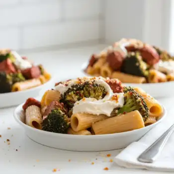 Spicy Sausage & Broccoli Rigatoni with Ricotta