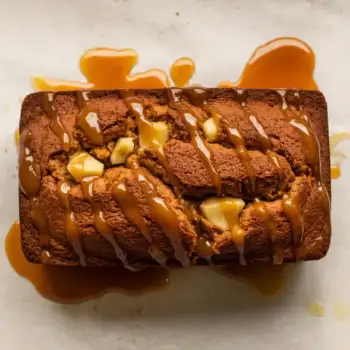 Apple Cinnamon Walnut Loaf with Toffee Drizzle