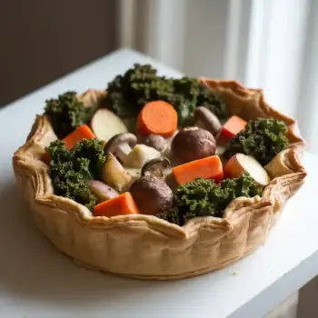 Mushroom Potpie with Root Vegetables and Kale