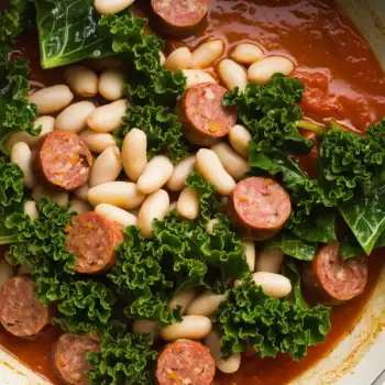Tuscan Sausage, White Bean, and Kale Skillet