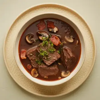 Burgundy Beef Stew with Mushrooms and Bacon