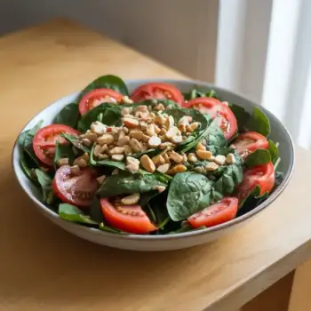 Vibrant Spinach and Tomato Salad with Crunchy Peanuts