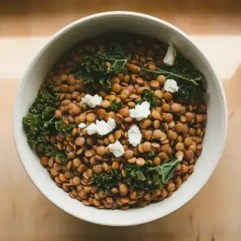 Slow-Simmered Lentils with Kale and Goat Cheese