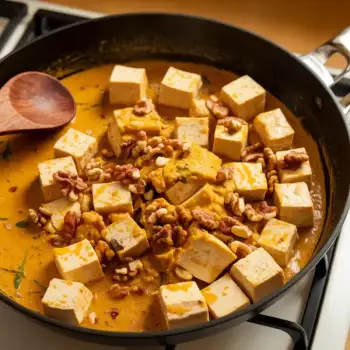 Coconut Curried Tofu with Crunchy Nuts