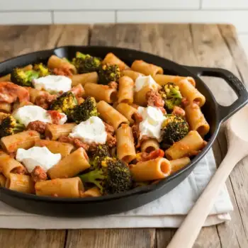 Spicy Sausage & Broccoli Rigatoni with Ricotta