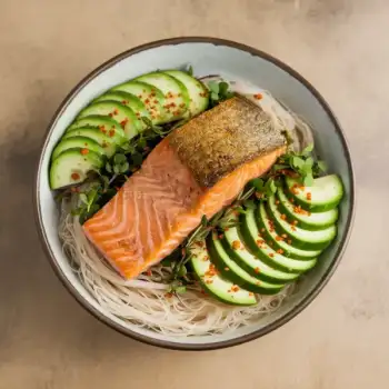 Keto-Friendly Seared Salmon with Shirataki Rice Bowl