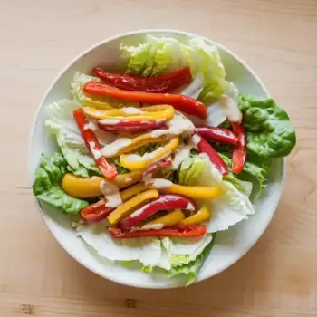Roasted Pepper Salad with Butter Lettuce and Creamy Queso Añejo Dressing