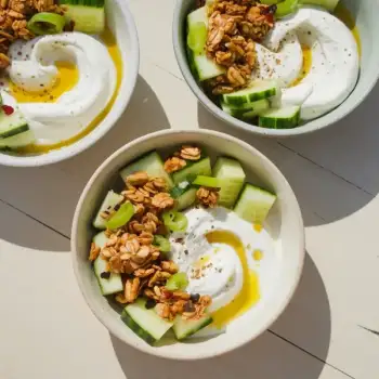 Smashed Cucumbers and Scallions over Garlicky Yogurt