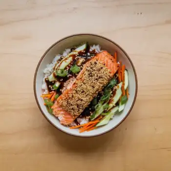 Asian-Style Sesame Salmon Rice Bowls