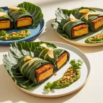 Jerk Tofu Wrapped in Collard Leaves