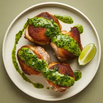Crispy Peruvian Chicken with Zesty Cilantro Sauce