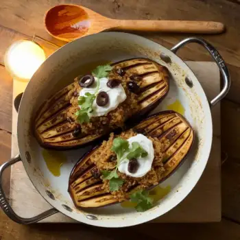 Chermoula Eggplant with Bulgur and Yogurt