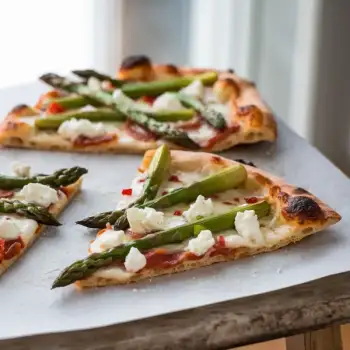 Crispy Pancetta and Asparagus Pizza with Goat Cheese