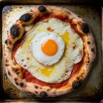 Sardinian Crispy Crusted Pecorino Pizza with Sunny Egg