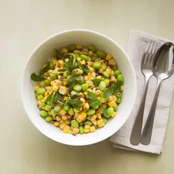 Crispy Corn & Edamame Salad with Sesame Dressing