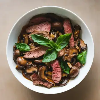 Beef and Basil Stir Fry with Mushrooms