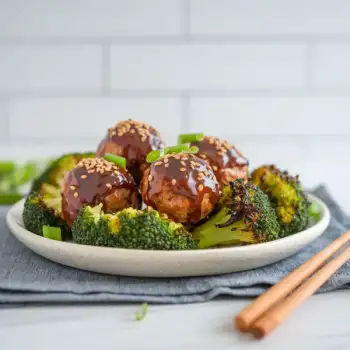 Sesame-Glazed Meatballs and Broccoli
