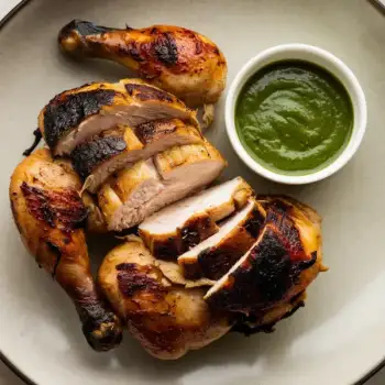 Grilled Peruvian Chicken with Zesty Green Sauce
