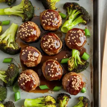 Sesame-Glazed Meatballs and Broccoli