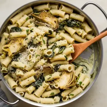 Creamy Spinach and Artichoke Rigatoni