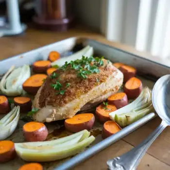 Sheet-Pan Chicken with Sweet Potatoes and Fennel