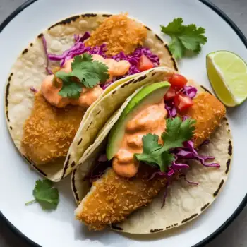 Crispy Fish Tacos with Spicy Cream Sauce