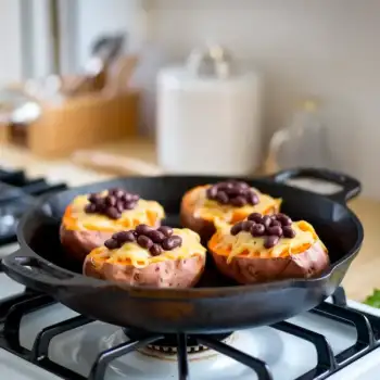 Cheesy Black Bean Stuffed Sweet Potatoes