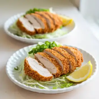Chicken Katsu with Shredded Cabbage and Scallions