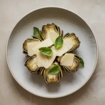 Tuscan-Style Baby Artichokes with Basil and Grana Padano Shavings