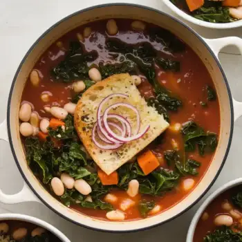 Tuscan Bean and Kale Stew with Crispy Parmesan Toast