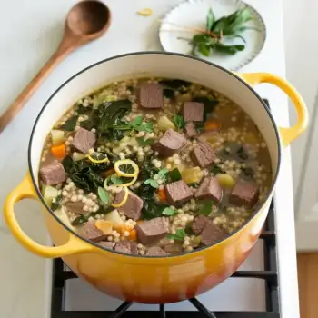 Beef Barley Soup with Lemon