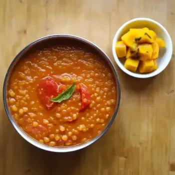 Tomato Dhal with Mango Pickle